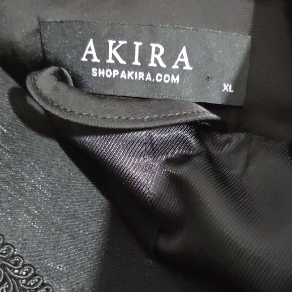 AKIRA Black Sleeveless Blazer with Silver Fringe - Picture 2 of 8